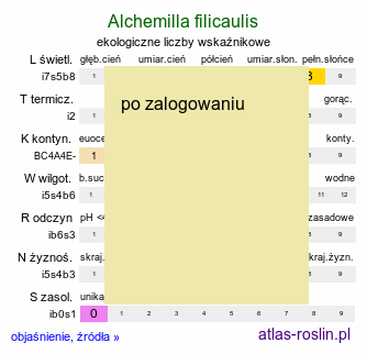 ekologiczne liczby wskaźnikowe Alchemilla filicaulis (przywrotnik delikatny)