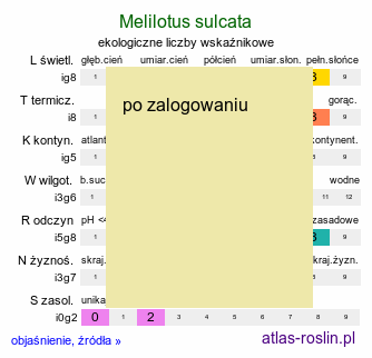 ekologiczne liczby wskaźnikowe Melilotus sulcata (nostrzyk bruzdkowany)
