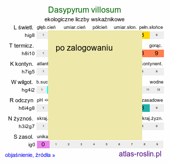 ekologiczne liczby wskaźnikowe Dasypyrum villosum (dasypyrum kosmate)
