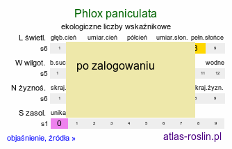 ekologiczne liczby wskaźnikowe Phlox paniculata (floks wiechowaty)