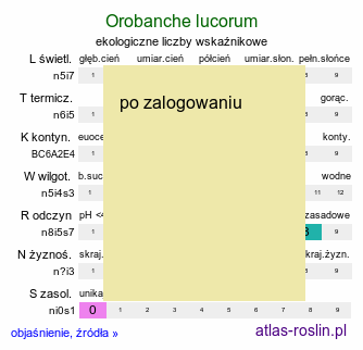 ekologiczne liczby wskaźnikowe Orobanche lucorum (zaraza berberysowa)