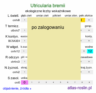 ekologiczne liczby wskaźnikowe Utricularia bremii (pływacz Brema)