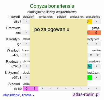ekologiczne liczby wskaźnikowe Conyza bonariensis (konyza argentyńska)