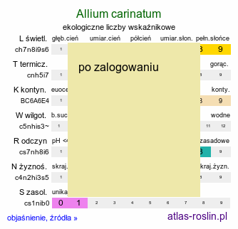 ekologiczne liczby wskaÅºnikowe Allium carinatum (czosnek grzebieniasty)