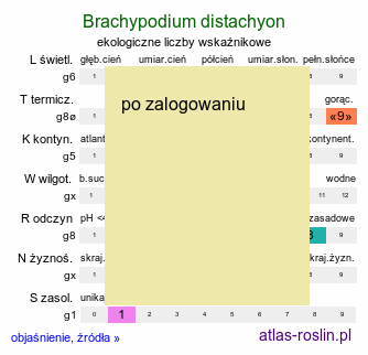 ekologiczne liczby wskaźnikowe Brachypodium distachyon (kłosownica dwukłoskowa)