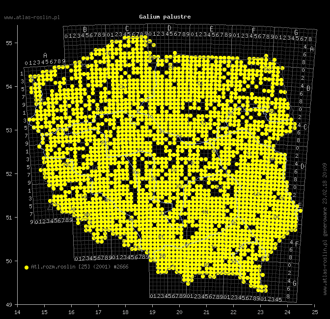 mapa występowania taksonu Galium palustre