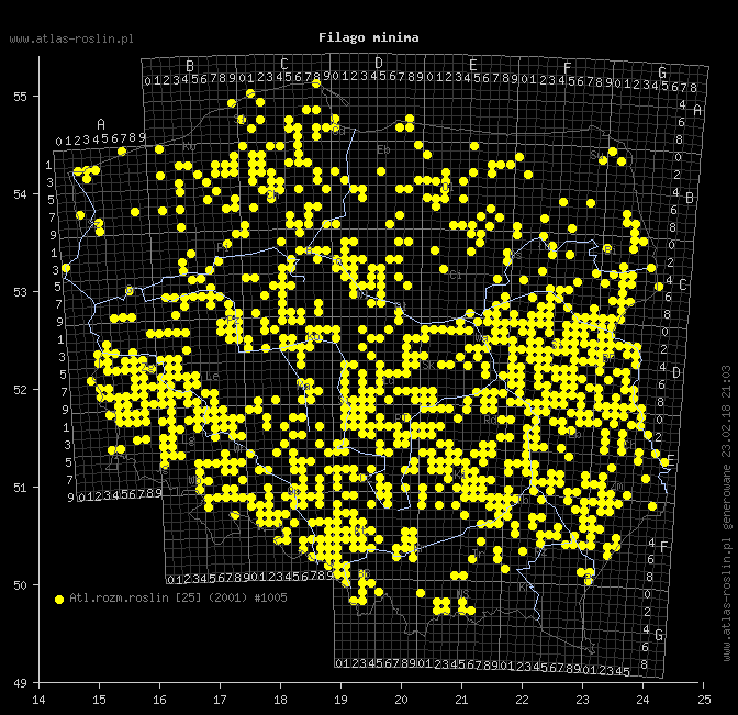 mapa występowania taksonu Filago minima