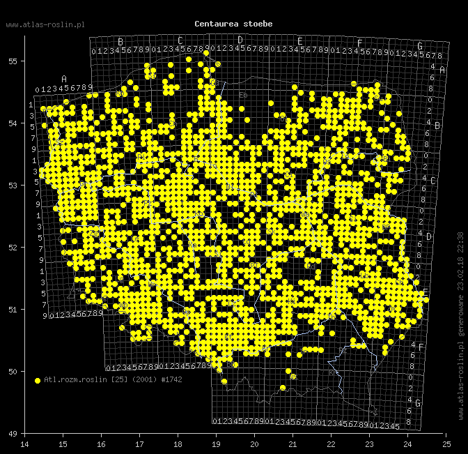 mapa występowania taksonu Centaurea stoebe