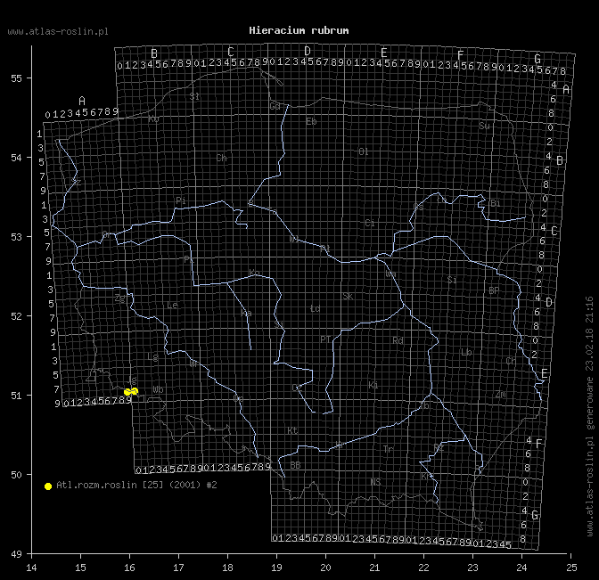 mapa występowania taksonu Hieracium rubrum