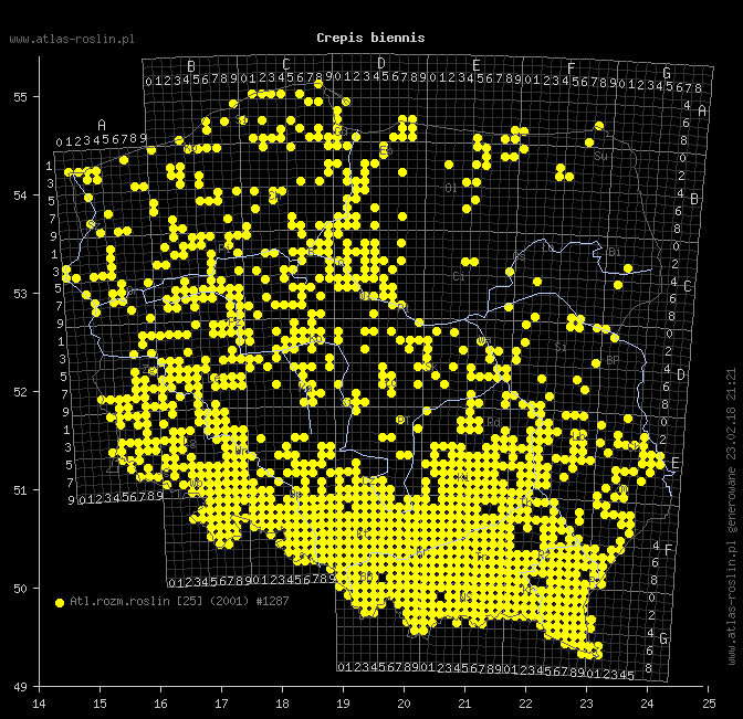 mapa występowania taksonu Crepis biennis