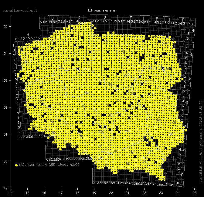 mapa występowania taksonu Elymus repens