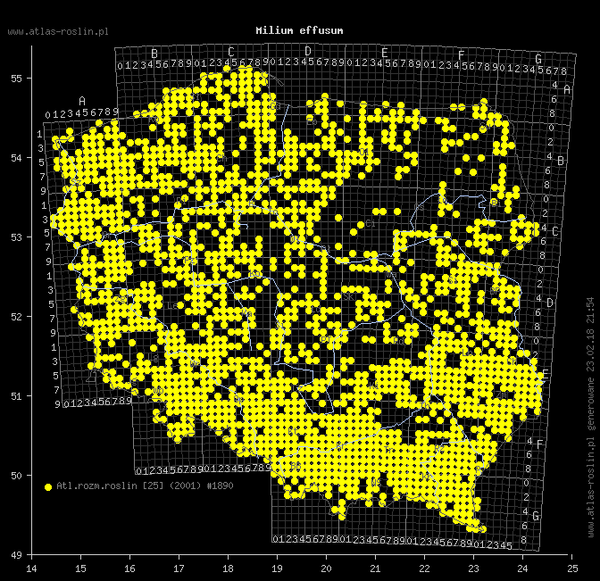 mapa występowania taksonu Milium effusum