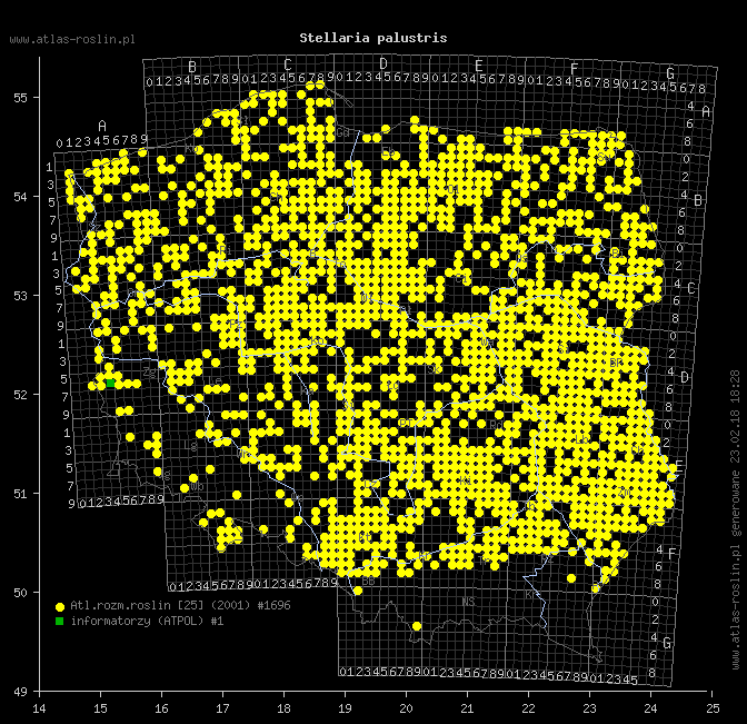 mapa występowania taksonu Stellaria palustris
